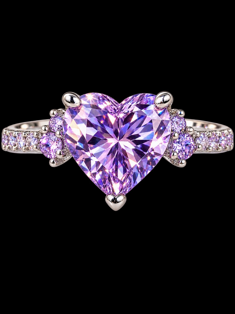 Heart-Shaped Purple Crystal Ring - Size 8!